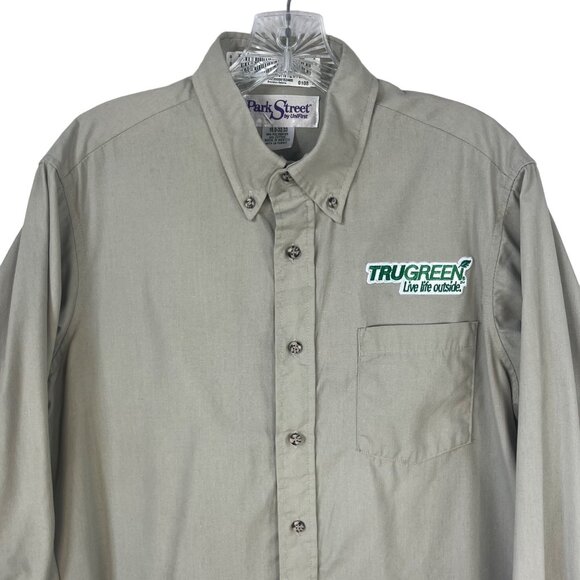 TruGreen Employee Lawn Care Work Shirt Size 16 32/33 Tan Park Street Unifirst - Picture 3 of 8